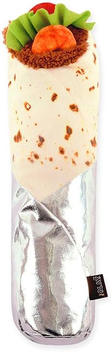 P.L.A.Y. Cute Cat Toys - Feline Frenzy Interactive Kicker Toy, Burrito Food Themed Catnip Filled Toy, Great for Adult Cats and Kittens - Double Stitched, Recycled Materials, Crinkles (Shrimp Purrito)