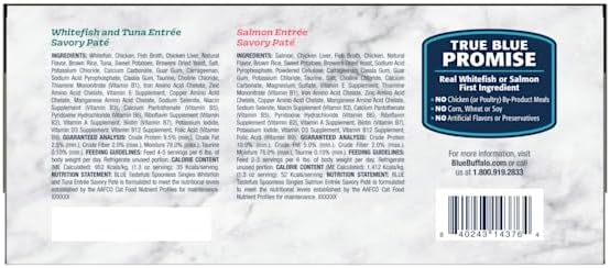 Blue Buffalo Tastefuls Spoonless Singles Whitefish/Tuna & Salmon Wet Cat Food Pate Variety Pack 2.6 oz. Count of 12
