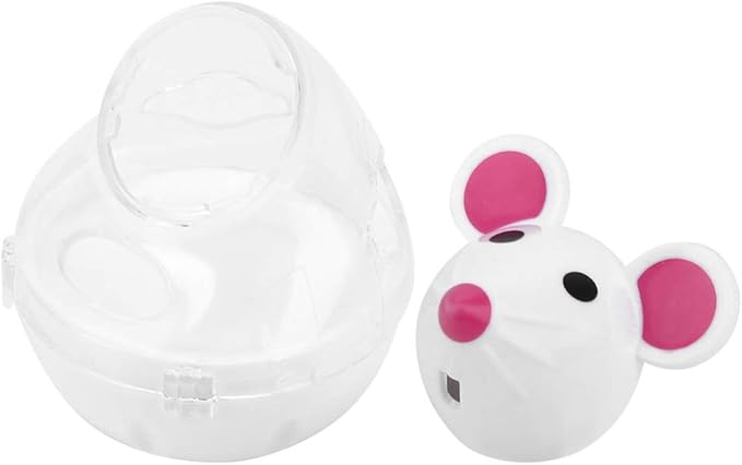 Cat Treat Dispenser Toy, Small Cat Food Balls Slow Feeder, Mice Tumbler Design Cat Food Toy Cat Enrichment Toys for Pet Interactive Training and Food Dispensing (White)