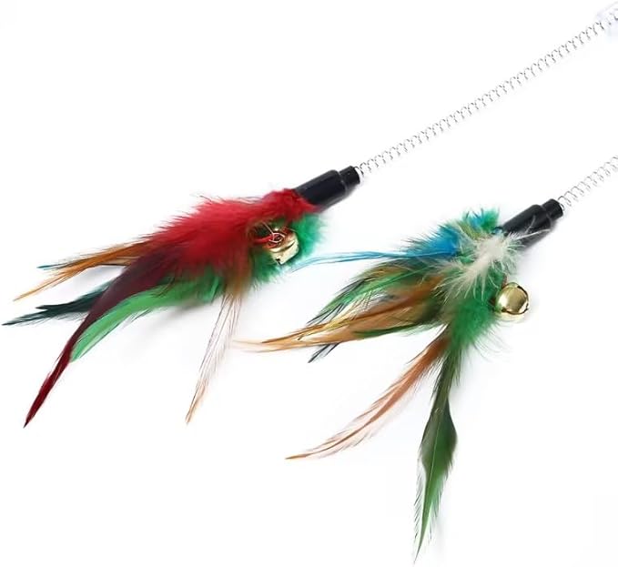 JJLFresheners 1Pc Random Color Cat Feather Stick Spring Suction Cup Pet Teaser Funny Interactive Wand Cat for Indoor Cats Interactive Mouse Cat Feather