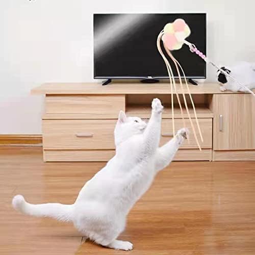 Interactive Cat Toys,Fairy Cat Funny Stick with Ribbons Balls & Bells for Cats Exercise Playing,Cat Wand,Toys for Indoor Cats (Blue)