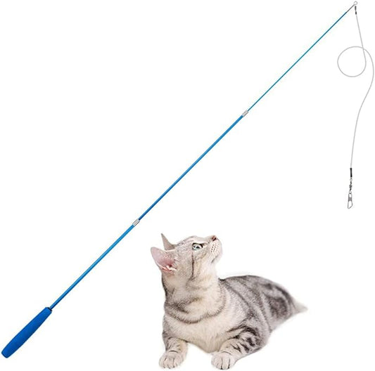 Retractable Cat Wand, Interactive Catcher Teaser Cat Toy 3-Section Teaser Cat Wand Fishing Pole Toy Exerciser for Cat and Kitten (Not Include Replacement)