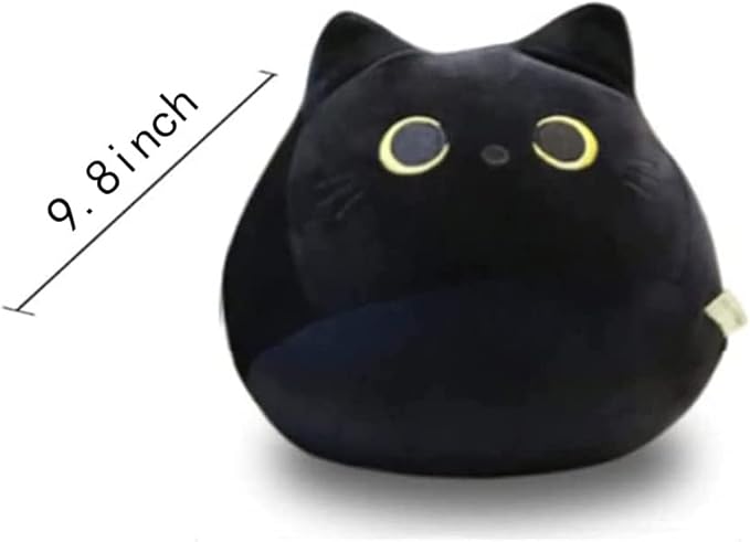 Black Cat Stuffed Animal Plush Toy Creative Cat Shape Soft Pillow Toys Gifts Cute Dolls for Girlfriend Kids Baby Girls, 25cm/9.8in