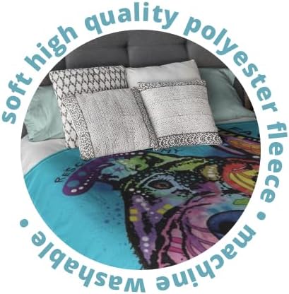 Dawhud Direct Dean Russo Rescue Dog Fleece Blanket - 75x90-Inch Dog Throw Blanket for Bed or Couch - Soft Plush Dog Print Blanket for Women, Men, and Kids - Cozy Throw Plush Blanket and Bedroom Decor