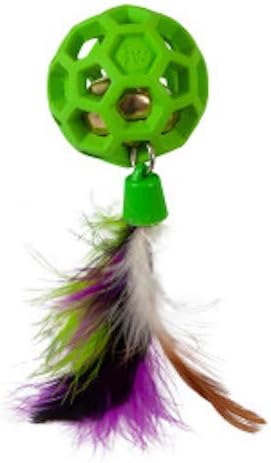 JW Pet Cataction Feather Ball with Bell, Cat Toy, Green, 1 Count (Pack of 1) (71059)