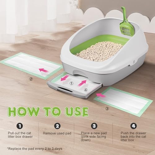 45 Count Cat Pads Refills Compatible with Tidy Cats Breeze Litter System, Fresh Scented Cat Liner Pads for Litter Box, Upgraded Super Absorbent Cat Pee Pads, 16.9"x11.4"