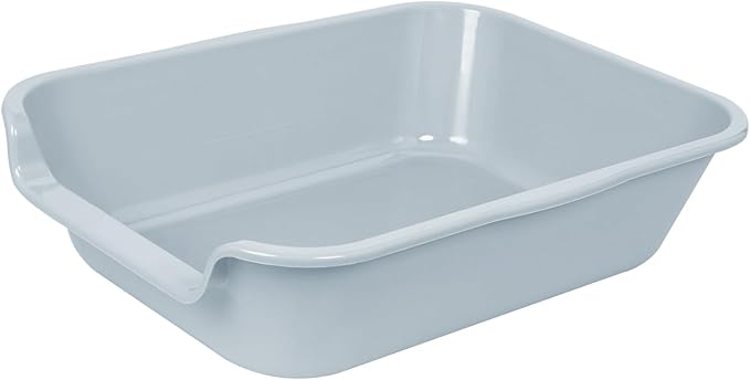 2 Pack Extra Large Dog Litter Box Pan Tray (ABS Material), Low Entry Jumbo Senior Litter Boxes for Multiple Kitten Big Cats, Pet Safe Indoor Dog Potty (Light Gray, 20" L x 15" W)