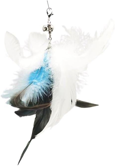 Variety Play Cat Toys Set, 5 Pack, Refills for Cat Wand Toys, Cat Fishing Poles, Spring Wires, Door/Wall Hang Ropes. 2 Bird Cat Toys, 2 Feather Cat Toys & Windmill - Bells & Easy Clip-On