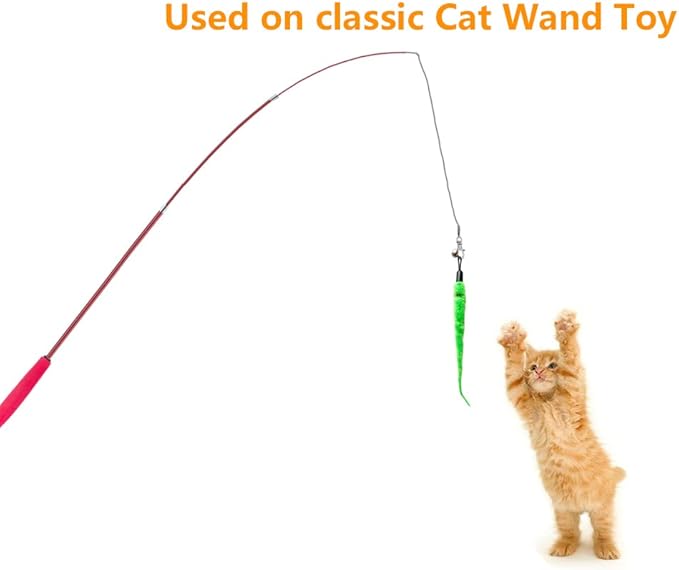 Worm Teaser Refills for Cat Wand 10PCS Squiggly Worms Replacements and 1PC Replacement String for Cat Fishing Kittens Wand Refills Attachments for Kitten Training Exerciser Accessories