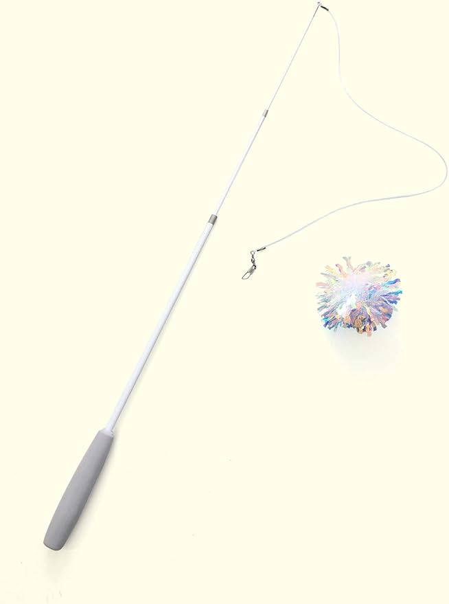 QWINEE 1pc Dragonfly Cat Teaser Wand Toys Interactive Cat Toy for Indoor Cats Kitty Kitten White One Size