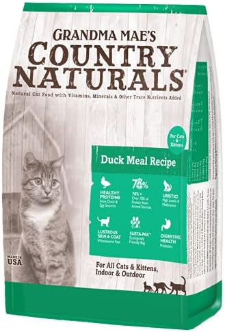 Grandma Mae's Country Naturals Grain Inclusive Dry Cat & Kitten Food 12 LB Duck Meal Recipe