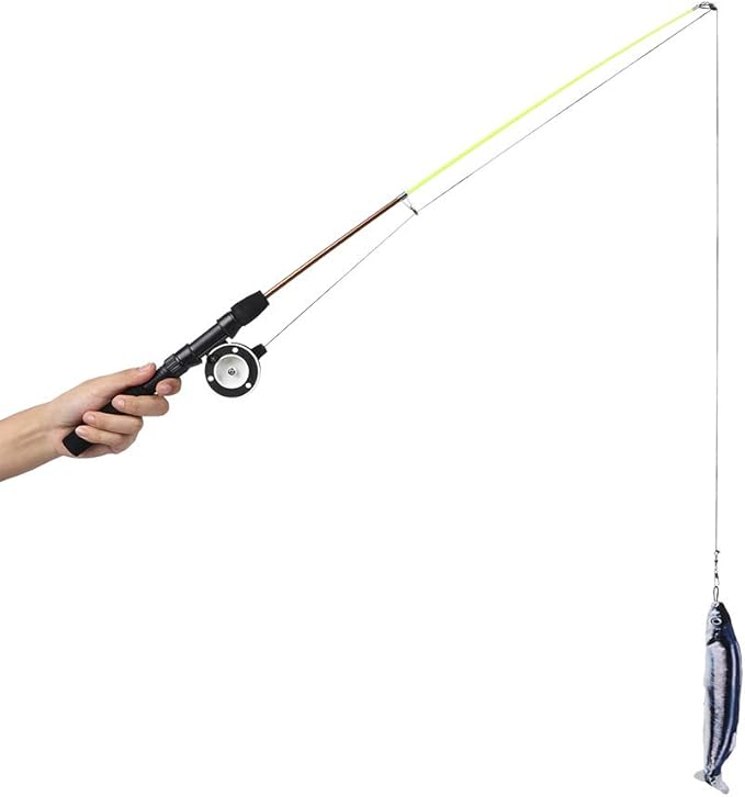 Cat Feather Toys Wand, Plastic Simulation Telescopic Pet Cat Funny Teaser Dangler Rod Stick with Feather, Catnip Interactive Training Toy for Indoor Cats Kitten Play Chase