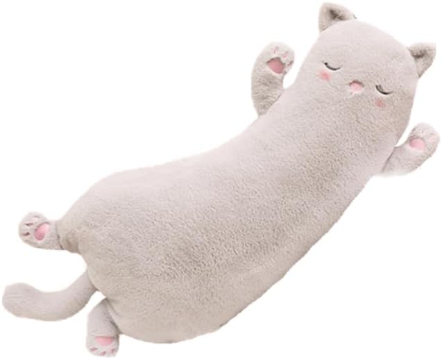 JOSON Cute Curved Long Cat Plush Stuffed Animal Pillow, 25.7 in, Birthday Gift for Children and Girlfriends (Grey)