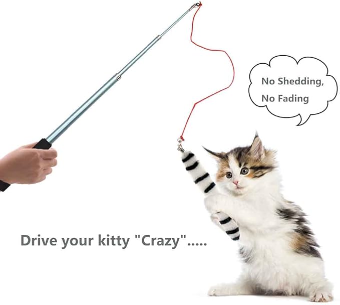 LASOCUHOO Cat Worm Toys, (3 Packs) Interactive Cat Wand Replacement, Cat Wand Refill Attachments for Indoor Cats, Fit for Most Cats