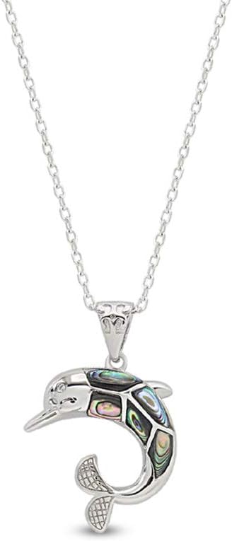 AFFY Abalone Shell Animal (Starfish, Dolphin, Seahorse, Frog, Dragonfly, Whale Tail, Turtle) 14K White Gold Over Sterling Silver Pendant Necklace Jewelry Gift For Her