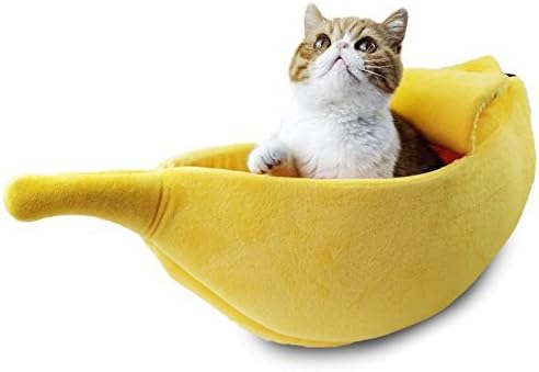 Petgrow · Cute Banana Cat Bed House Large Size, Christmas Pet Bed Soft Warm Cat Cuddle Bed, Lovely Pet Supplies for Cats Kittens Rabbit Small Dogs Bed,Yellow