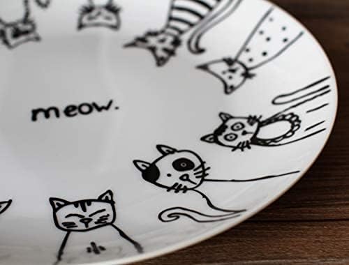 Cartoon Cat Porcelain 10.5-Inch Dinner Plate Set,Set of 2