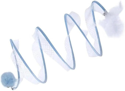 Collapsible Cat Tunnel, Funny Cat Tunnels for Indoor Cats, Foldable Cat Play Tunnel, Interactive Toy Maze Cat Toy with Play Ring for Cats, Puppy, Kitty, Rabbit (Blue)