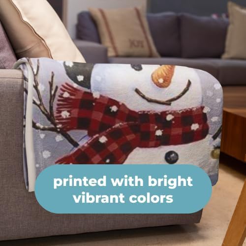 Dawhud Direct Christmas Fleece Blanket for Bed, 50" x 60" Festive Fleece Throw Blanket for Kids and Adults - Super Soft Plush Snowman Blanket Throw