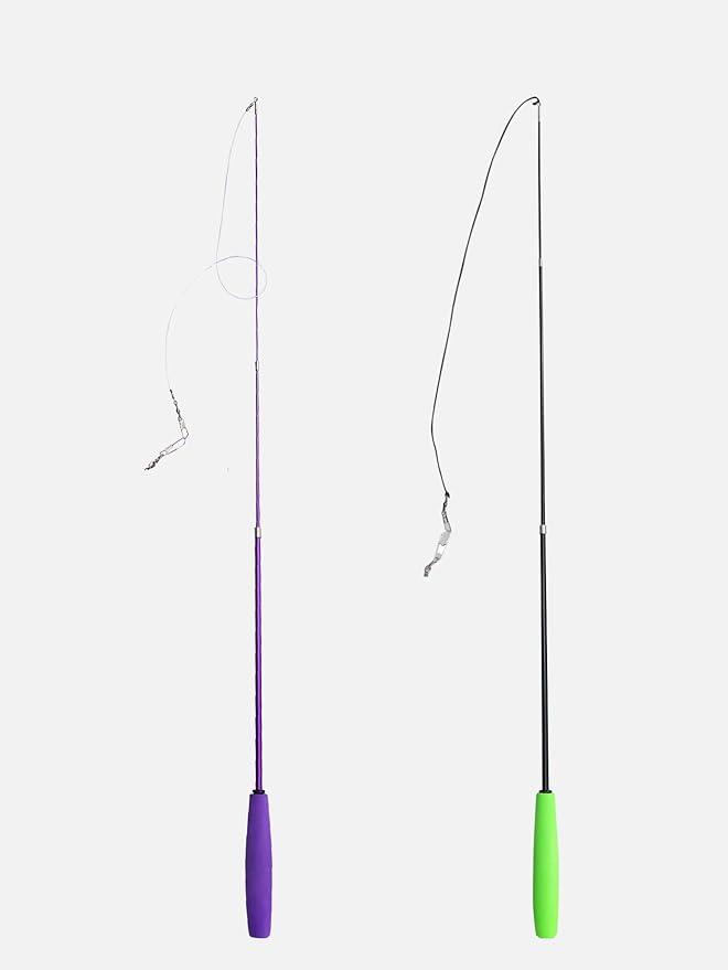 QWINEE 2Pc Dragonfly Cat Teaser Wand Toys Interactive Cat Toy for Indoor Cats Kitty Kitten Multicolor A one-Size