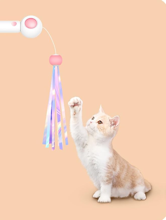 Cat Wand Toy Interactive Cat Toy Funny Cat Toys Retractable Cat-teasing Stick Cat Wand Toys for Indoor Cats Cat Toys Cat Toy Indoor Cats Cat Teaser Cat String Toy (pink)