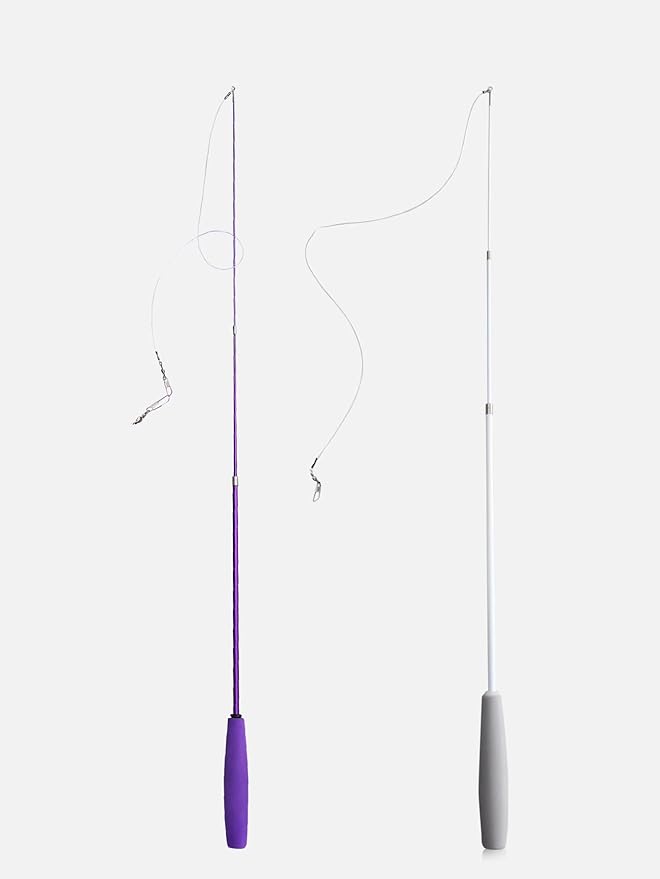 QWINEE 2Pc Dragonfly Cat Teaser Wand Toys Interactive Cat Toy for Indoor Cats Kitty Kitten Multicolor B one-size