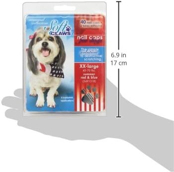 Soft Claws Canine Summer Colors Dog Nail Caps Kit, XX-Large, 40-Pack, Red and Blue
