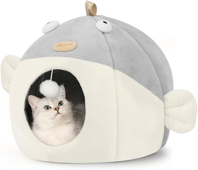 Vanansa Cat Bed for Indoor Cats, Soft Premium Pet Bed, Available in All Seasons,No Deformation, Anti-Slip Bottom, Great Medium Cat Houses for Indoor Cats, Roomy Cat Tent for Indoor Cats(L, 18" x 15")