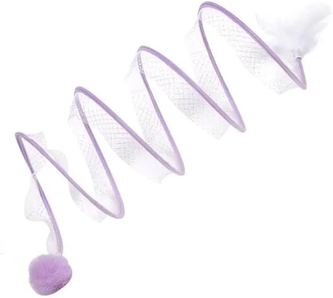 Collapsible Cat Tunnel, Funny Cat Tunnels for Indoor Cats, Foldable Cat Play Tunnel, Interactive Toy Maze Cat Toy with Play Ring for Cats, Puppy, Kitty, Rabbit… (Purple)