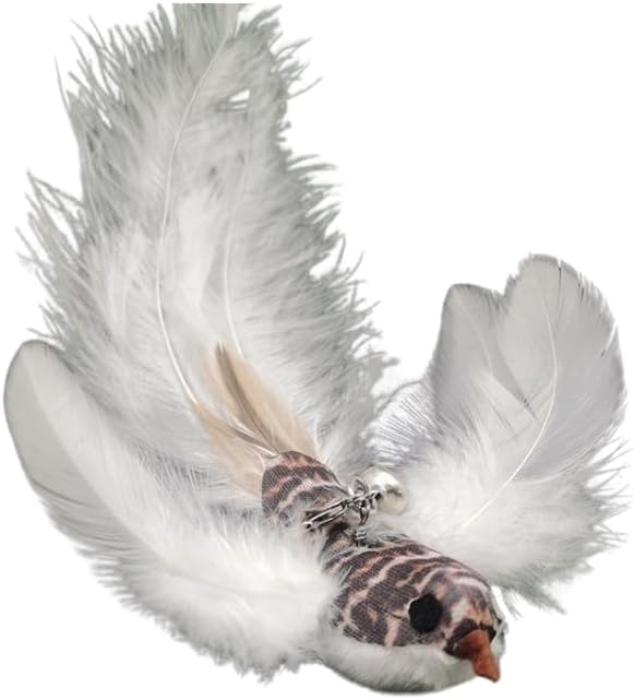 Variety Play Cat Toys Set, 5 Pack, Refills for Cat Wand Toys, Cat Fishing Poles, Spring Wires, Door/Wall Hang Ropes. 2 Bird Cat Toys, 2 Feather Cat Toys & Windmill - Bells & Easy Clip-On