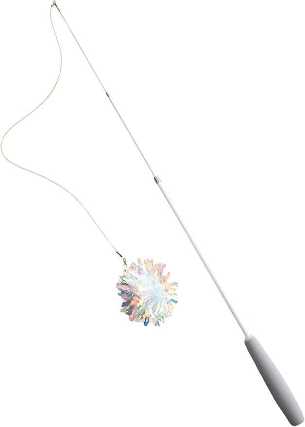 QWINEE 1pc Dragonfly Cat Teaser Wand Toys Interactive Cat Toy for Indoor Cats Kitty Kitten White One Size