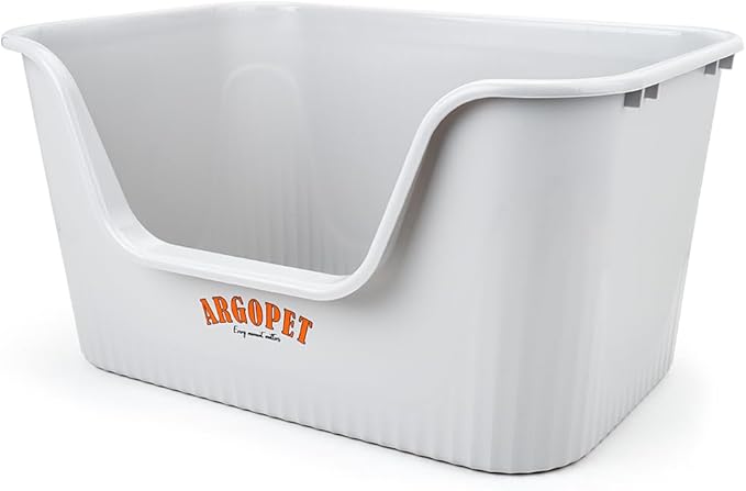ARGOPET High Sides Cat Litter Box 25" L x 16" W x 13" H Extra Large Litter Box Jumbo for Multi Cat Households,Pet Safe Non-Stick Coating for Easier Cleaning & Superior Hygiene.(Grey