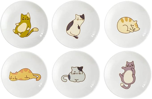 6pcs Ceramic Cat Appetizer Plates Sauce Dishes Dessert Dishes Seasoning Dishes