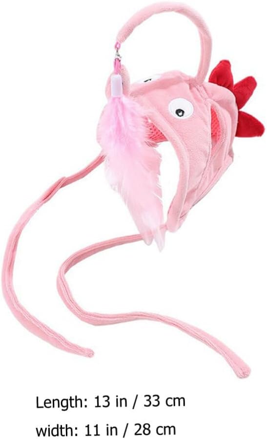 POPETPOP Pet Cat Teaser 2pcs Head Mounted Cat Headgear Interactive Self-Service Adjustable Size Cat Hat Feather (Pink)