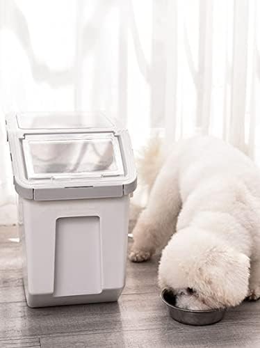 YXQ 2Pcs Dog Food Storage Container Airtight Box Grey,10kg Bulk Dry Food Grain Storage Barrels Sealed Bucket,Pets Food Bin with Seal Locking Lid, Wheels,Measuring Cup,1pcs Scoops(Random Color)