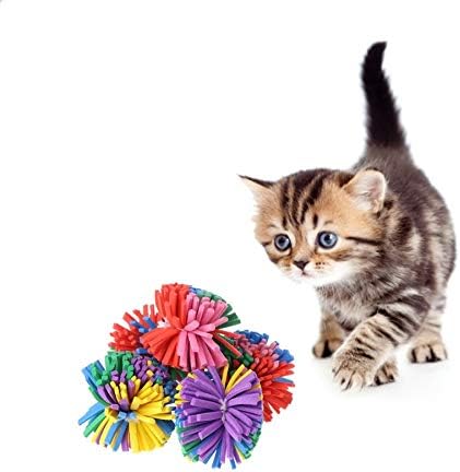 Stock Show 10PCS 1.6" Funny Colorful EVA Flower Ball Foam Cat Toy Ball Cat Kitten Catch/Chase/Play Ball, Random Color
