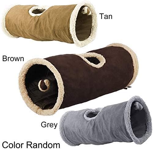ALL FOR PAWS Cat Toys Cat Tunnel and Cat Cube Collapsible Kitten Indoor Toys Crinkle Cat Tunnel Cat Toys (Lambswool),You Will Receive Either a Brown or Gray or tan Toy