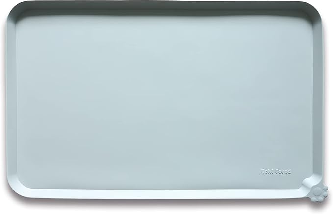 Hoki Found Silicone Pet Food Mats Tray - High-Lips Pet Dog Cat Bowl Mats - Dog Pet Cat Feeding Mat - Waterproof Dog Cat Food Mats -Pet Water Mats for Floors - Battleship