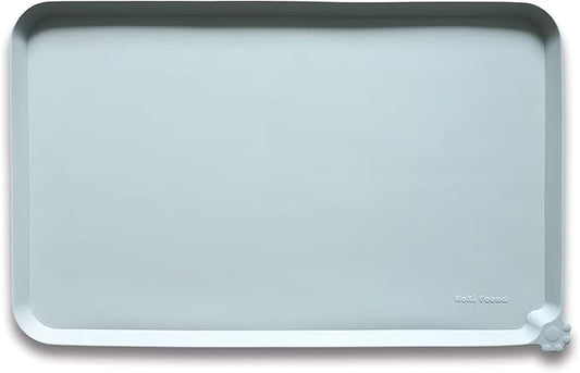 Hoki Found Silicone Pet Food Mats Tray - High-Lips Pet Dog Cat Bowl Mats - Dog Pet Cat Feeding Mat - Waterproof Dog Cat Food Mats -Pet Water Mats for Floors - Battleship