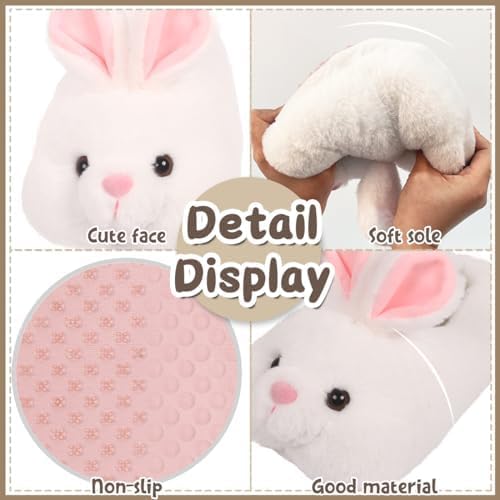 Caramella Bubble Classic Bunny Slippers for Women Funny Animal Novelty Slippers for Adults Cute Plush Rabbit Bedroom Slippers