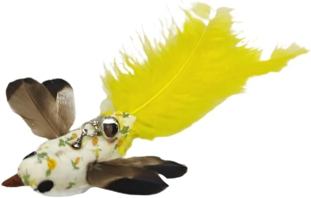 Variety Play Cat Toys Set, 5 Pack, Refills for Cat Wand Toys, Cat Fishing Poles, Spring Wires, Door/Wall Hang Ropes. 2 Bird Cat Toys, 2 Feather Cat Toys & Windmill - Bells & Easy Clip-On