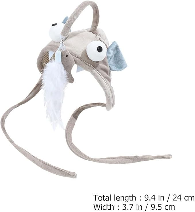 POPETPOP Pet Cat Teaser 2pcs Head Mounted Cat Headgear Interactive Self-Service Adjustable Size Cat Hat Feather