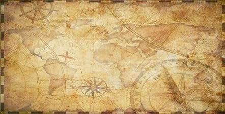 24X16IN Retro Old Travel World Map Terrarium Background, Art Parchment Pirate Treasure Map Reptile Habitat Background with 10EVA Double-Sided Tape