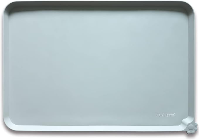 Hoki Found XX-Large Silicone Pet Food Mats Tray - Non Slip Pet Dog Cat Bowl Mats Placemat - Pet Water Mats for Carpet -Dog Pet Cat Feeding Mat - Waterproof Dog Cat Food Mats -Battleship