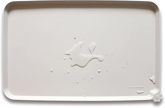 Hoki Found L Silicone Pet Food Mats Tray - Non Slip Pet Dog Cat Bowl Mats Placemat - Dog Pet Cat Feeding Mat - Waterproof Dog Cat Food Mats -Pet Water Mats for Carpet -Cream Brown