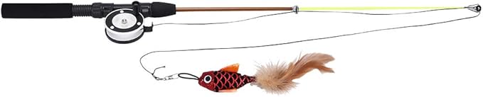 Cat Feather Toys Wand, Plastic Simulation Telescopic Pet Cat Funny Teaser Dangler Rod Stick with Feather, Catnip Interactive Training Toy for Indoor Cats Kitten Play Chase