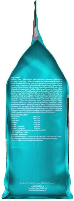 Blue Buffalo Wilderness Natural Hairball Care Dry Cat Food for Indoor Cats, High-Protein & Grain-Free Formula, Chicken, 5-lb. Bag