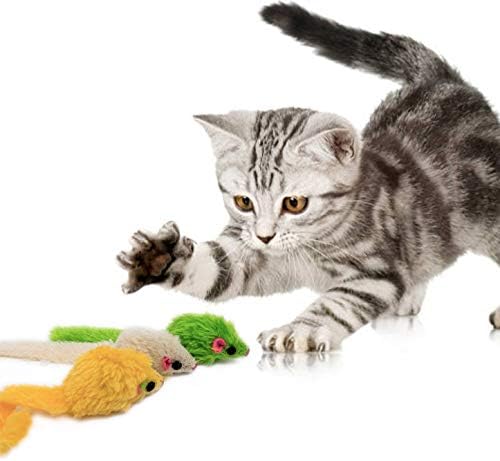 Youngever 24 Pcs Cat Toys Mice Rattle, Play Mice with Rattling Sounds, Cat Mouse Toys, Interactive Play for Cat, Puppy, Kitty, Kitten, in 12 Assorted Colors