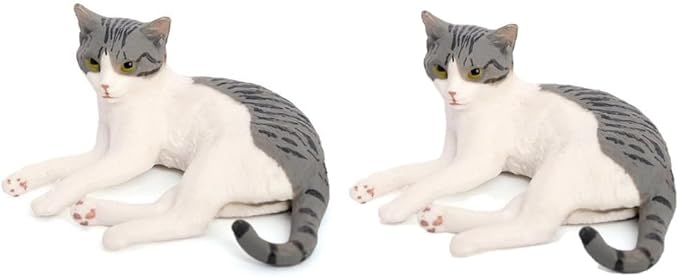2 Pcs Cat Figurines, Plastic Cat Figures Realistic Kitten Model Cats Ornament Mini Cute Simulation Cat Home Decor