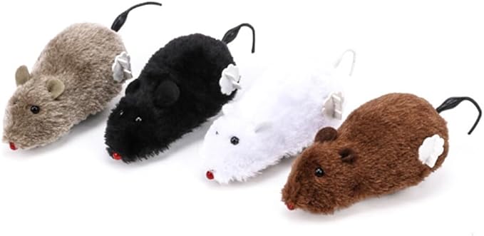 Random Color Furry Mice Cat Toy Wind Up Toys Realistic Mouse Toys Funny Moving Toys, Cat Mice and Animals Toys Interactive Play Mouse Toy for Cat Kitten，Cat Mice and Animals Toys